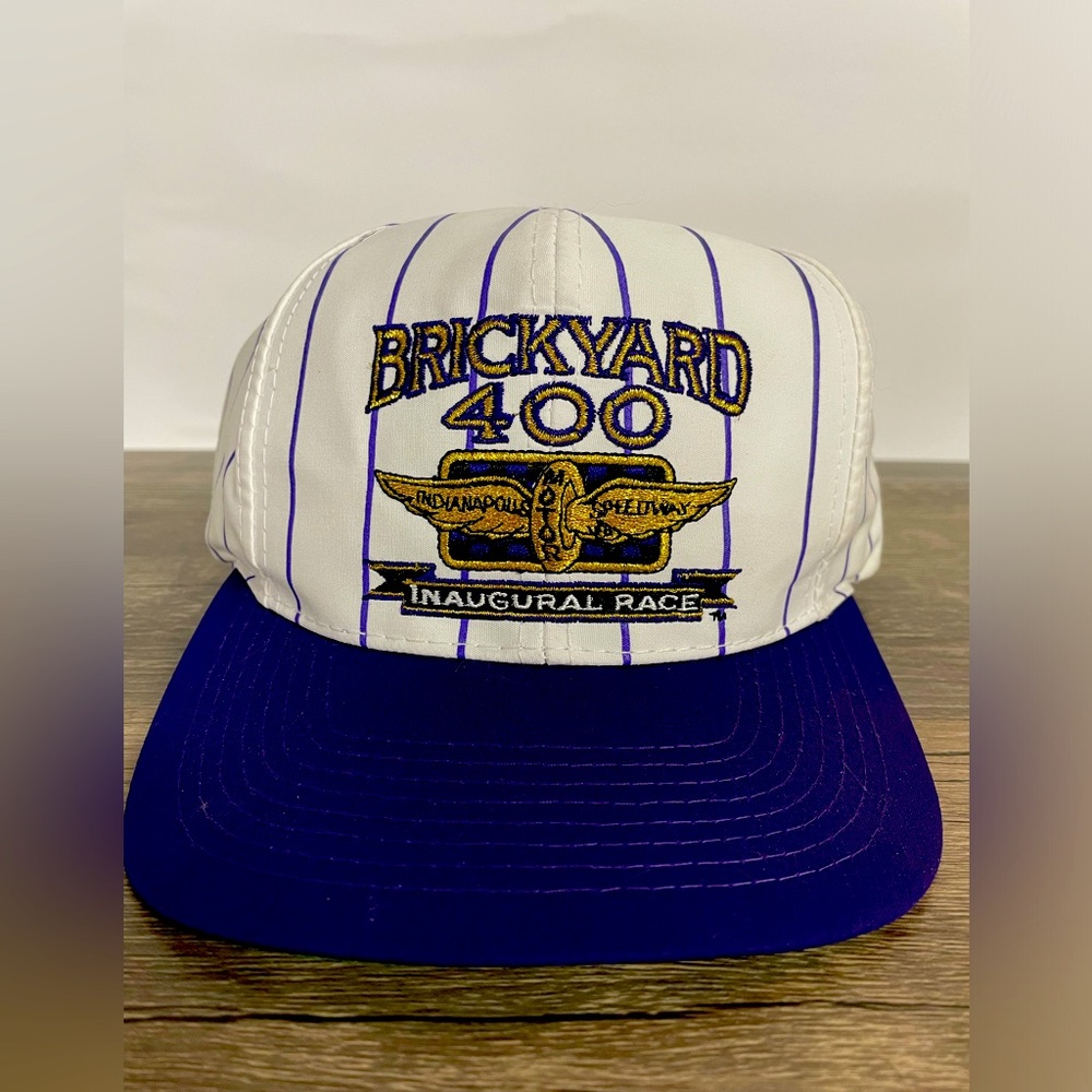 VINTAGE Inaugural Brickyard 400 Purple Striped hat